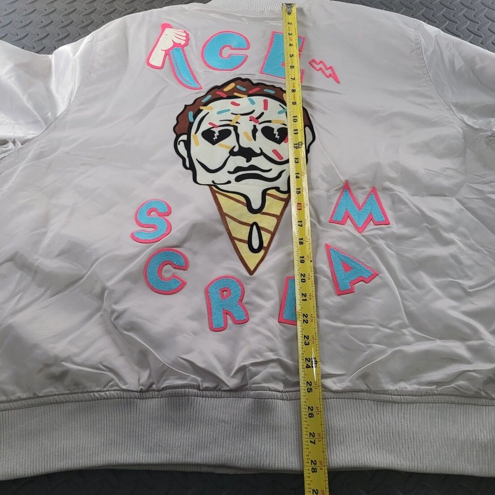 Roku Studio 'Ice Scream' Gray Satin Bomber Jacket Sz 3XL / 2XL, Runs Small - Picture 7 of 9